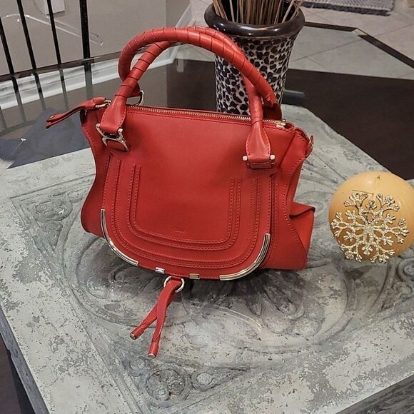 CHLOE MARCIE RED SATCHEL - Picture 1 of 16